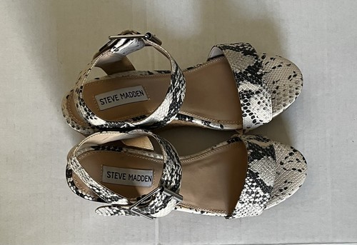 Steve Madden Escalate Style Chunky Cork Wedge Platform Snake Heel - Y2K Size 8.5 - Picture 7 of 12