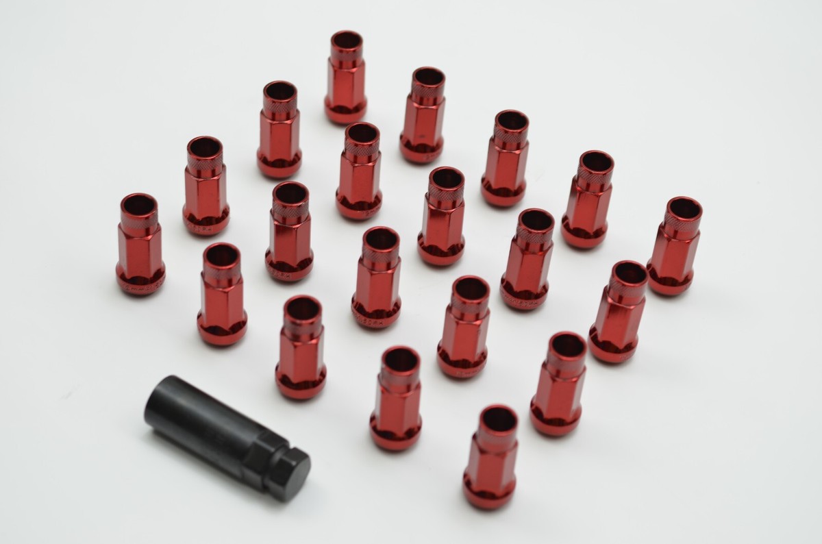 1320 Steel Ball seat lug nuts 12x1.5 red color 48mm length 20pcs