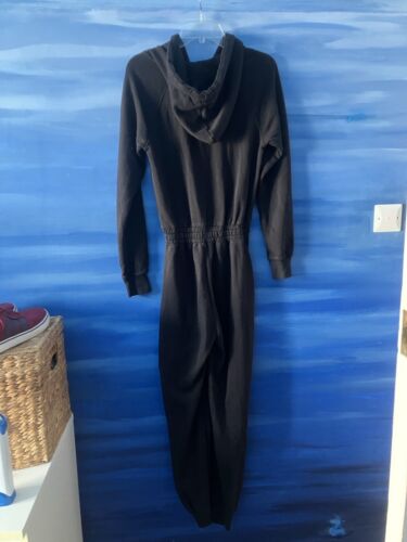 Missguided Hooded Jump Suit Black Size 10 Ladies One Piece Long Zip Side Pockets - Foto 1 di 12