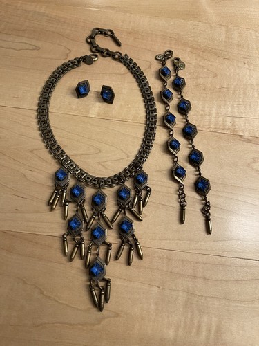 Loren Hope Blue Hex Set - Hex Cascase Necklace, Hex Studs, and Two Hex Bracelets