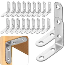 20 Pcs L Bracket Corner Braces 2 Inch Stainless Steel Heavy Duty Shelf Bracke.