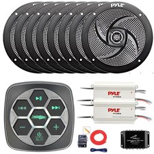 Metra Boat and Marine Controller, 8x 5.25" Speakers, 2x Amplifier, Splitter, Kit