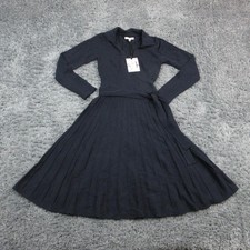 41Hawthorn Dress Womens S Blue Sweater Wrap Midi Long Sleeve Pleated Belted NWT
