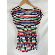 Gap Colorful Stripe Cap Sleeve Tie Waist Dress Size Small