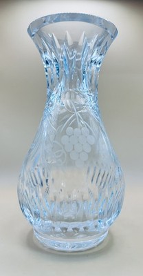 Vintage Royal Brierley Bleikristall Knospenvase geschliffenes Kristall hoch mit Herstellermarke