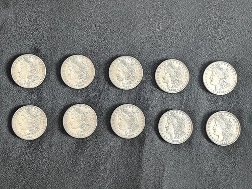 LOT #2 - 10 Morgan Silver Dollars - AU++ Various Dates and Mint Marks