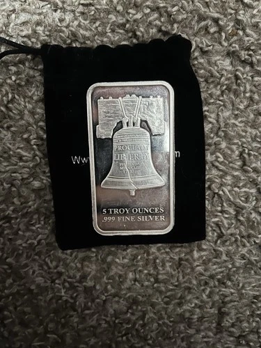 5 Troy Oz .999 Silver Bar SD Bullion Proclaim Liberty  Design