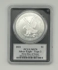 2021 SILVER EAGLE T-2 PCGS MS70 FIRST DAY OF ISSUE EMILY DAMSTRA SIGNED