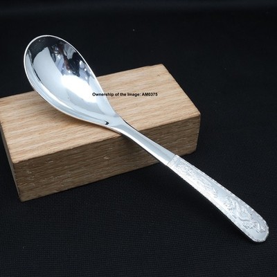 Pure 999 Fine Silver Soup Spoon Flatware DragonPhoenix Handle Dinner Spoon 4.72''