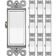 BESTTEN 10 Pack Single Pole Decorator Wall Light Switch, 15A 120/277V, Paddle...