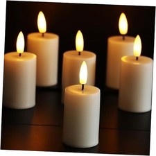 6 Pack LED Flameless Votives with Built-in Even top-1.5  x 3.5  Cream White