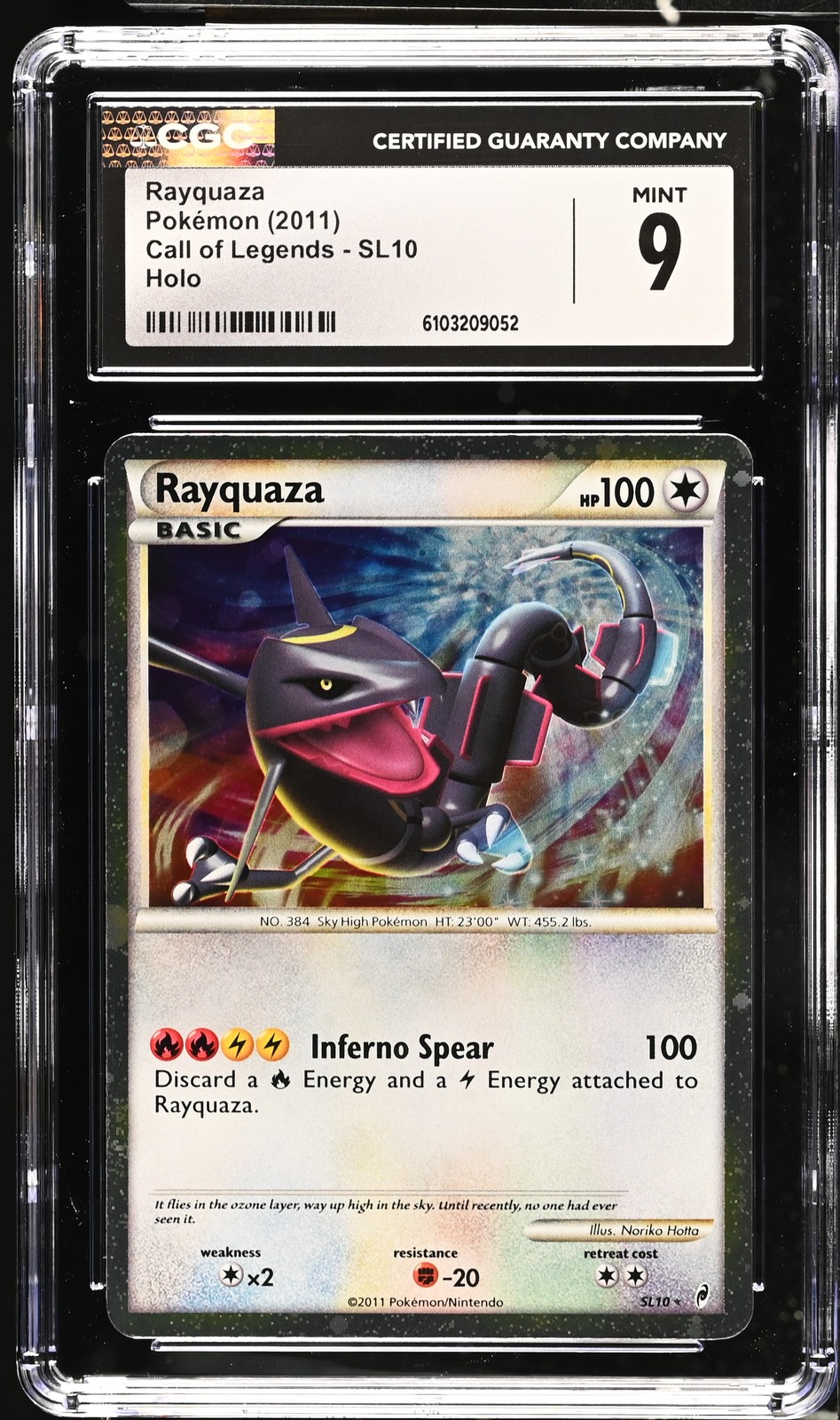 CGC 9 Rayquaza SL10 Holo Call of Legends Pokémon Card