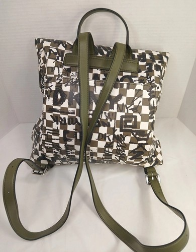 DKNY Olive Green Tilly Graffiti Fold Backpack - Picture 11 of 24