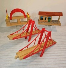 Vintage Brio 1996 Wooden Swing Bridge x1   Suspension Bridges x2   & Station x1