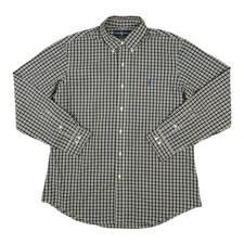 Ralph Lauren Dress Shirt Men LARGE Black Check Button Up Long Sleeve Size L 16.5