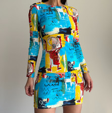 Alice Olivia x Basquiat Dress 8 Delora Mini Bodycon Graffiti Street Art Artsy