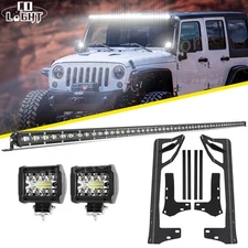 For Jeep Wrangler JK 50" 850W single Row 2X 4"inch Pods LED Light Bar Mounts Kit