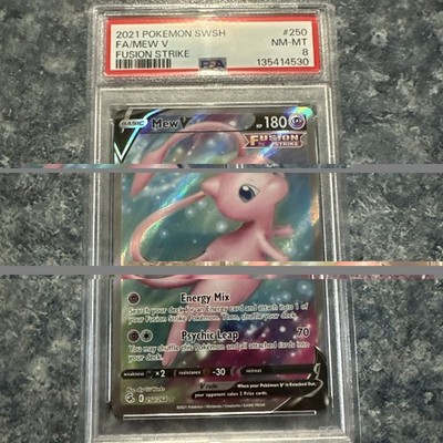 Pokémon Mew V (Full Art) 250/264 Swsh08: Fusion Strike Holo PSA 8