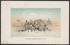 Rafting across Grand River / G.H. Heap del. ; P.S. Duval & Co. lith. Phila.