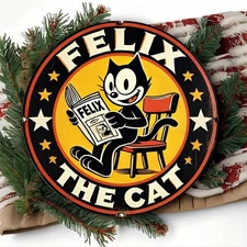 Felix The Cat Chinese Ancient Style Grids Round Metal Sign