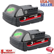 2X 18 Volt Replace Milwaukee M18 Lithium ion Compact Battery 3.0Ah 48-11-1820