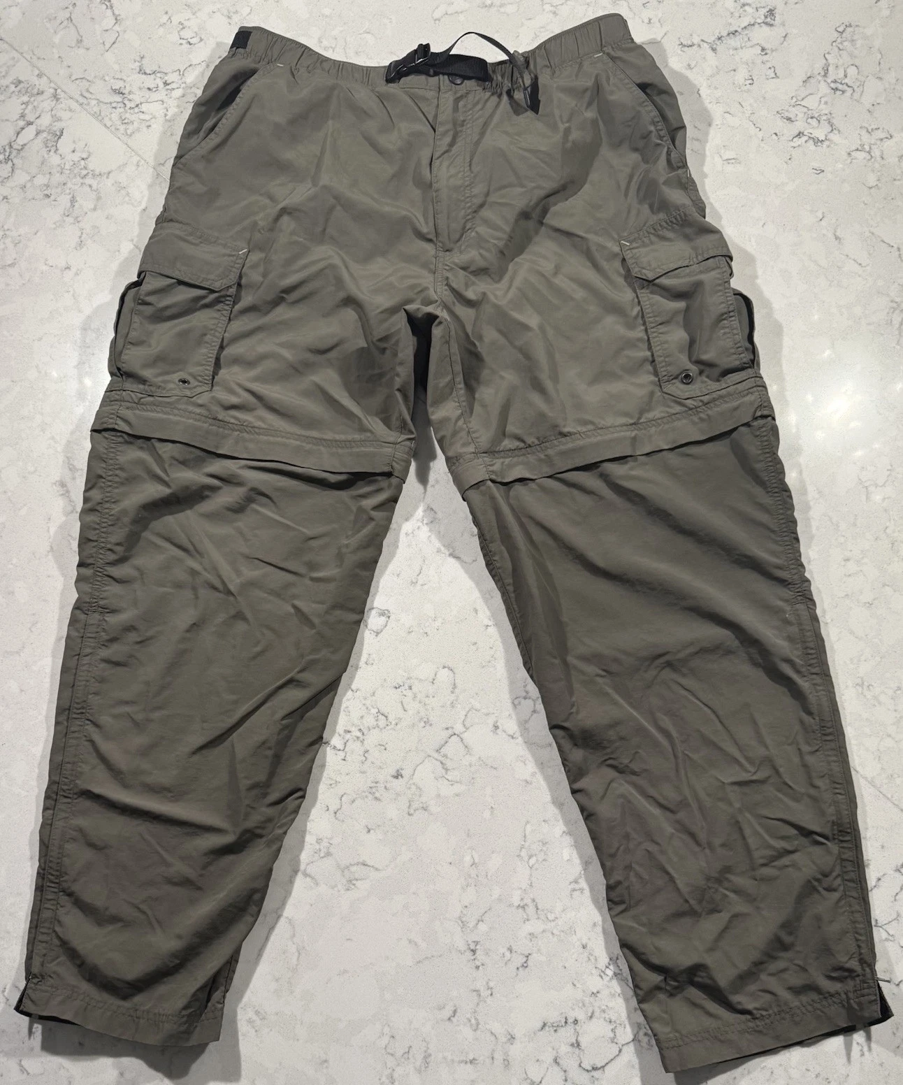 REI Co-op Cargo Pants Mens Large Green Belted UPF 50 Outdoors Hiking Comfort