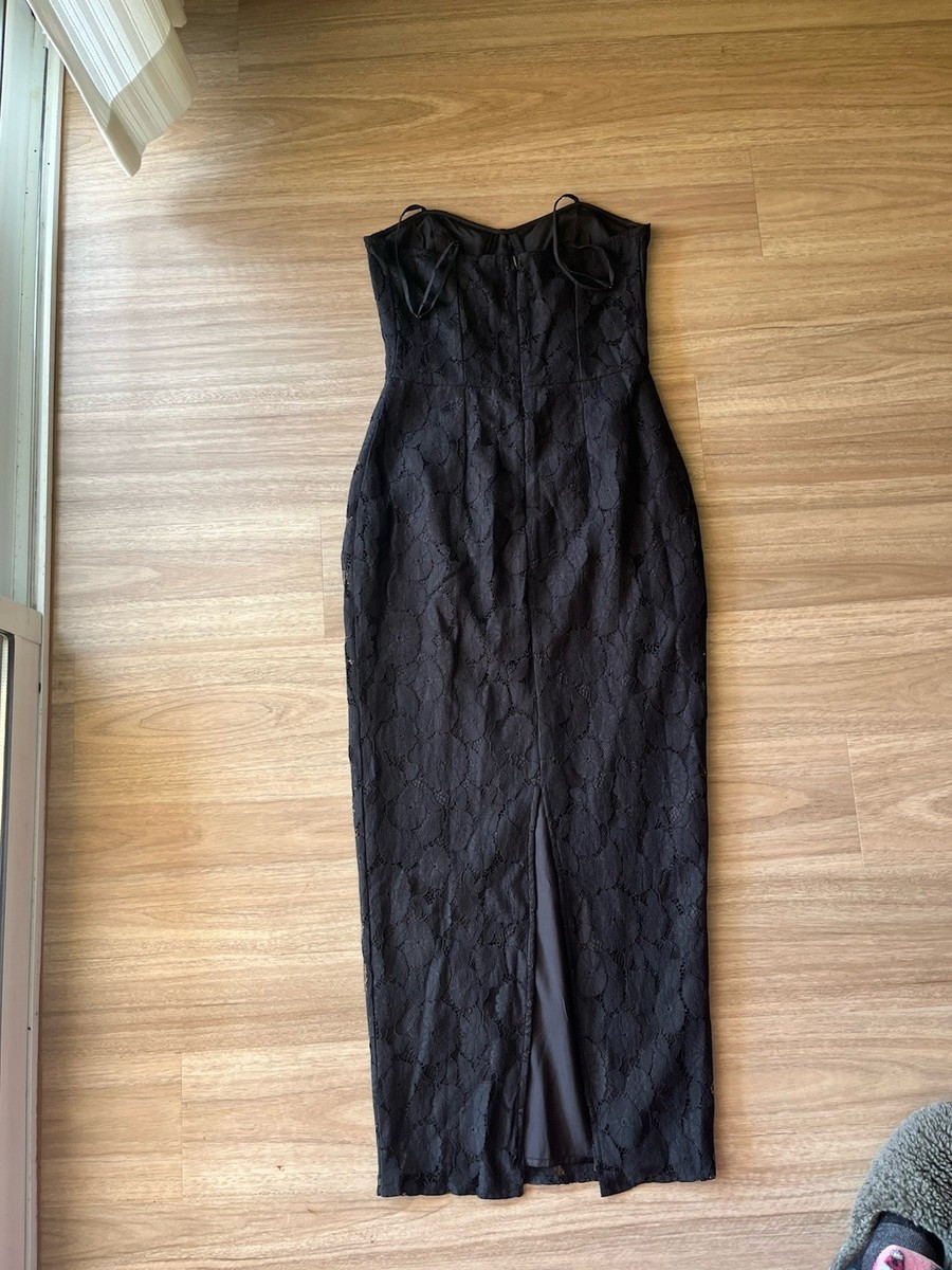 Topshop Black Lace Long Dress With Bustier Corset Style Top | eBay