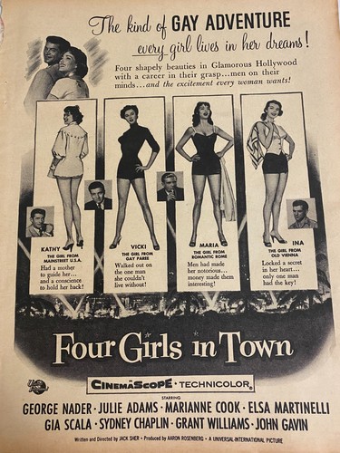 Four Girls in Town, George Nader, Julie Adams, Full Page Promotional Ad, aa