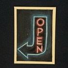 ACEO Original Gouache Neon Open Sign 2.5x3.5 On Paper By EAW — photo 1