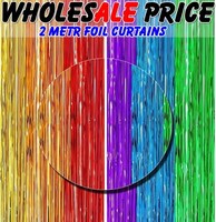 2M-3M Foil Fringe Tinsel Shimmer Curtain Door Wedding Birthday Party Baby Shower