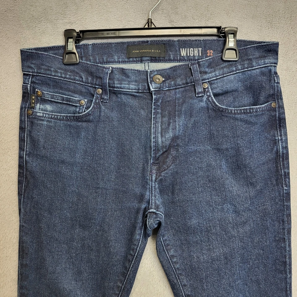 John Varvatos Wight Jeans Mens 32x27 Dark Wash Slim Fit Stretch Denim Distressed - Image 2 of 4