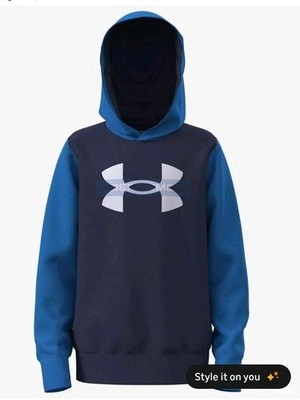 UNDER ARMOUR Rival Fleece Colorblock Hoodie ROYAL BLUE Navy YOUTH Medium NWT
