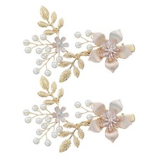 2 Pcs Hair Decoration Flower Hairpin Gold Leaf Headband Headpiece