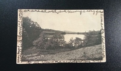 SAYLORSBURG PA Lake Scene Postcard 1905 Doane Cancel (2/3) Helbock Scarcity: 2