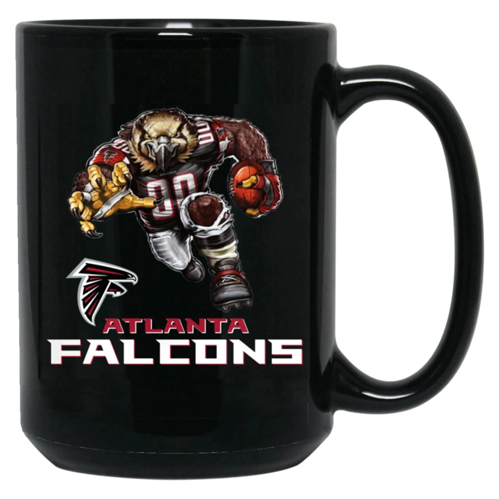 Atlanta Falcons Freddie Falcon Logo Mascot Black Coffee Mug