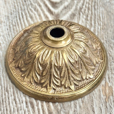 Vintage Brass Lamp Chandelier Canopy Part Made in Spain Ornate Leaf Design