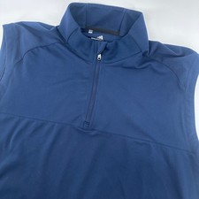 Adidas Golf Vest Mens Large Navy Blue Quarter Zip Sleeveless Pullover Mock Neck