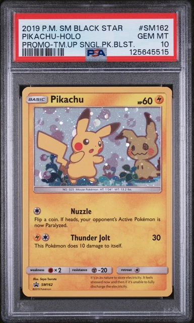 2019 POKEMON SUN & MOON BLACK STAR PROMOS #SM162 PIKACHU-HOLO PSA 10