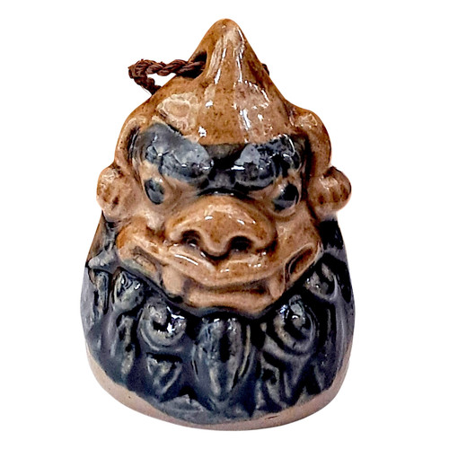 Japanese Clay Bell Dorei Okinawan Shisa Sueyoshi Kiln Tsuboya Asahi Pottery S8