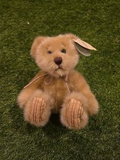 First  Main MINKY Brown Teddy Bear Plush Corduroy Feet Stuffed 9" 1402
