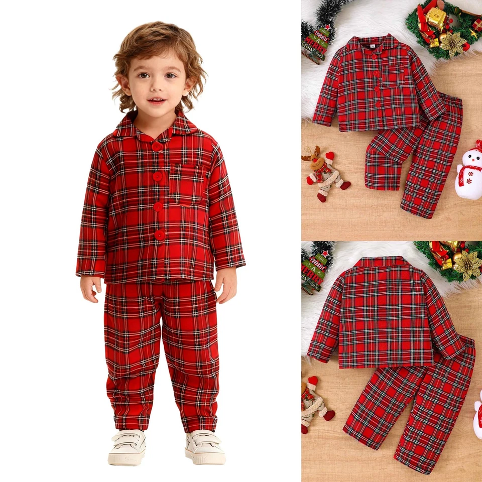 Set Pigiama Neonato Natale Girocollo Top Con Pantalone Manica Lunga - Immagine 3 di 3