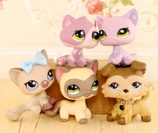 Shorthair Cat LPS Toy for Girl Pet Figure Collectible Mini Collie Dog Kid Gift