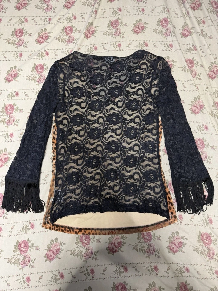 Blusa Y2k Love Amour Mujer Mariposa Encaje Flecos Talla M/2 Pequeña Hada Caprichosa Foto 2 de 4