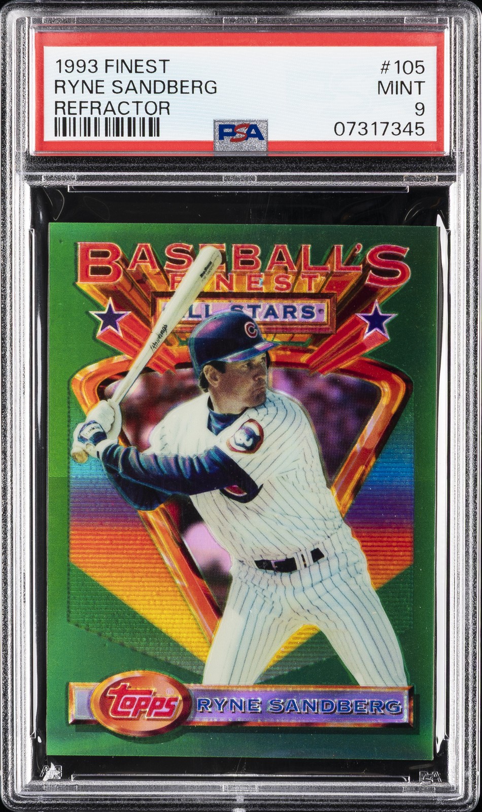1993 FINEST REFRACTOR #105 RYNE SANDBERG PSA 9