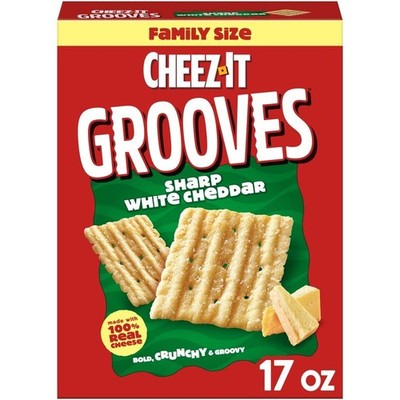 Cheez-It Grooves Sharp White Cheddar Crunchy Cheese Crackers, Snack Crackers, 17