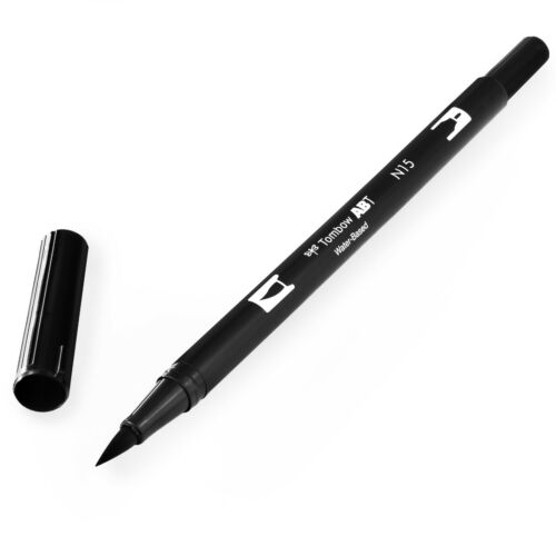 Tombow ABT Dual Brush Marker Pen - Brush/Fine Nib - 0.3-10mm - Black - Single - 第 1/3 張圖片