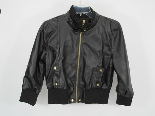NWOT ASHLEY Bomber Jacket Girls Size XL Black Faux Leather Studded Full Zip - Picture 2 of 14