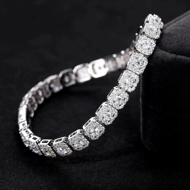 14k White Gold plated Round Cut Lab Created Diamond Women's Bracelet 5.00 Ct