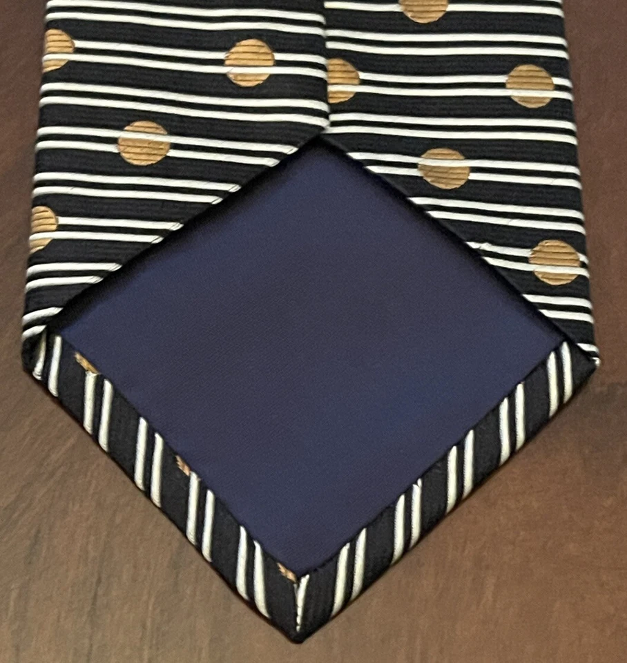 Corbata de cuello Smith Forester vintage negra dorada 100 % seda importada para hombre hecha en EE. UU. Foto 2 de 4