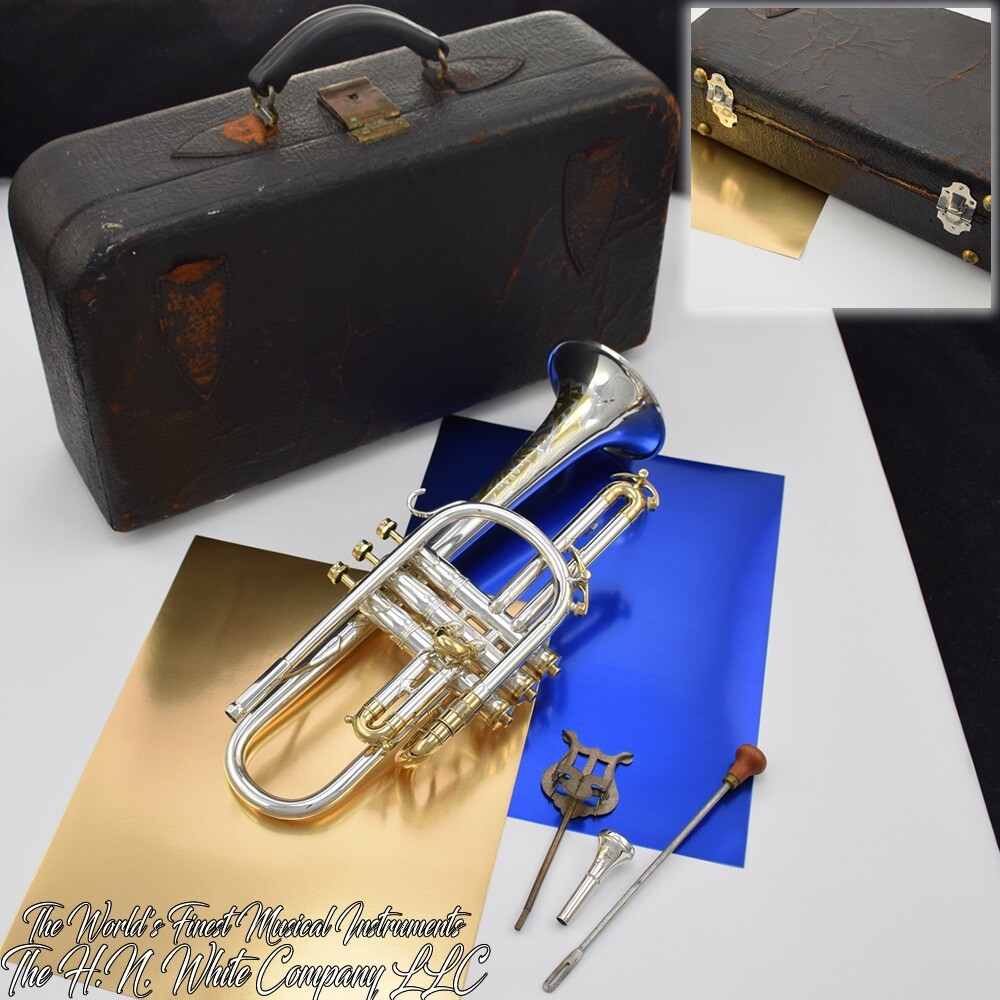 Vintage King H. N. White Silver Tone Master Model Cornet Show